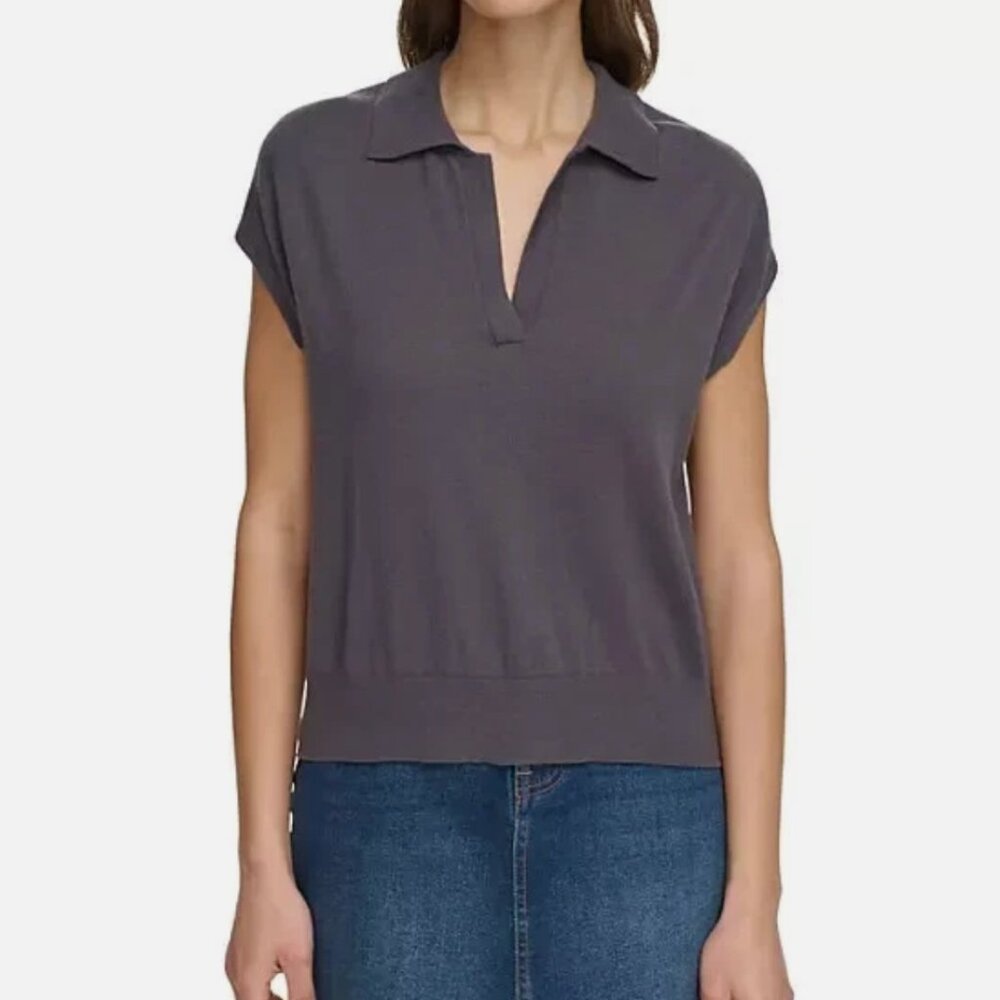 DKNY Ladies Sleeveless Collared Sweater